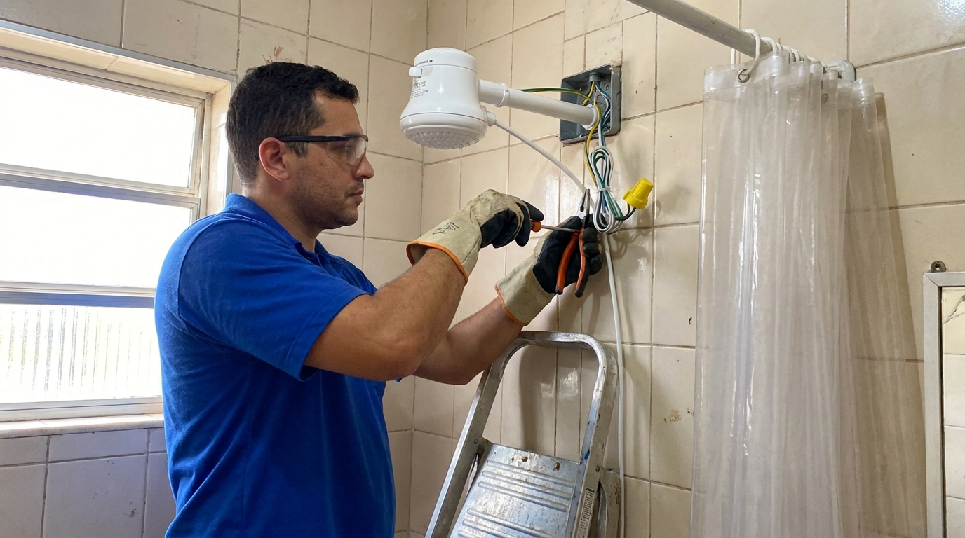 Instalacao de chuveiro eletrico residencial em Itajaí‑SC