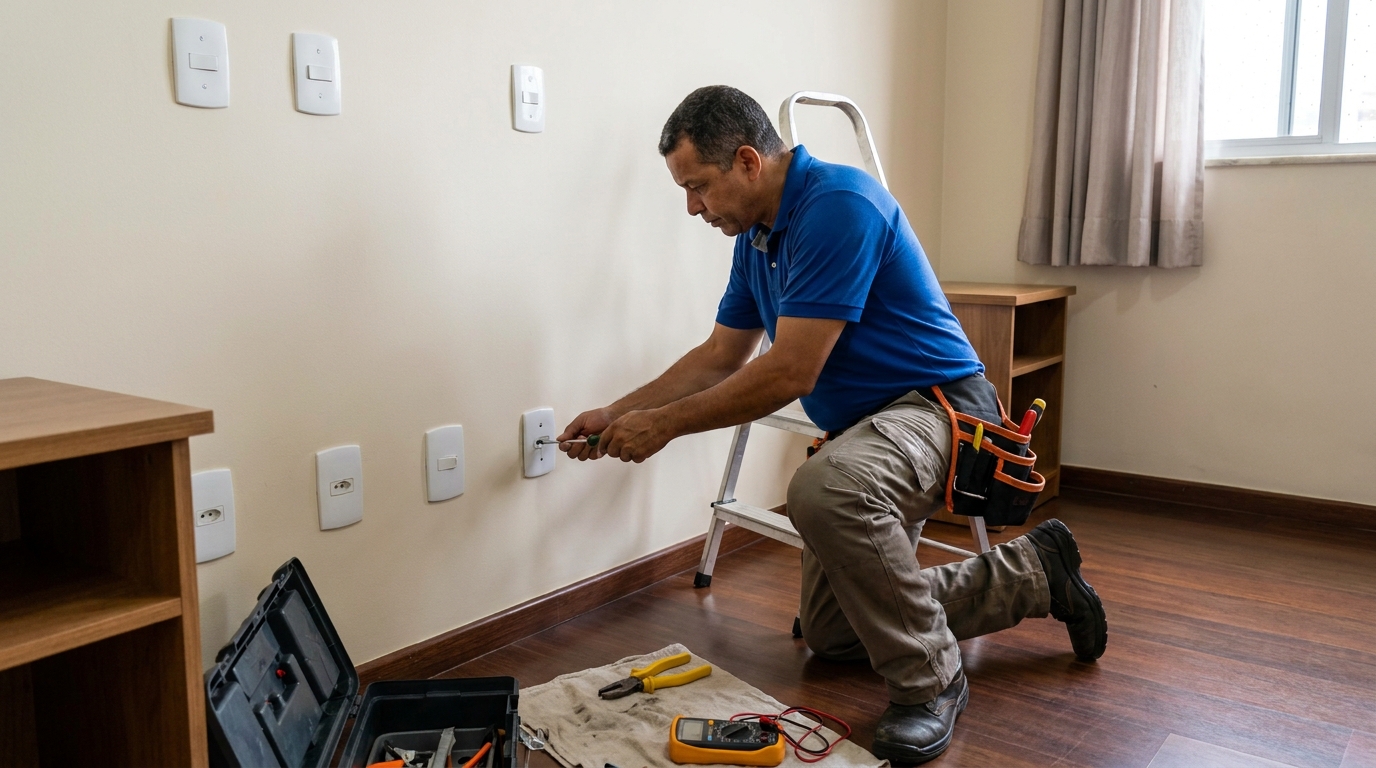 Instalacao de tomada e interruptor residencial em Itajaí‑SC